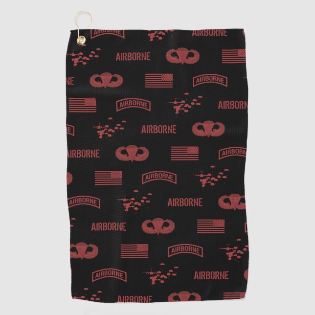 Serviette De Golf Motif aéroporté (rouge) (Devant)