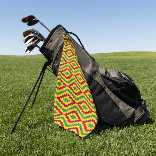 Serviette De Golf Motif africain coloré Kente (Vert)