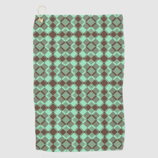 Serviette De Golf Motif Argyll à carreaux vert marron (Devant)
