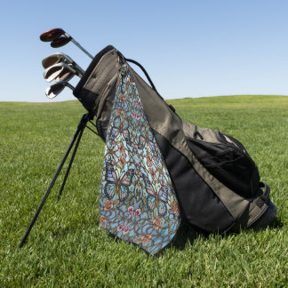 Serviette De Golf Motif artistique papillon bleu en verre coloré de