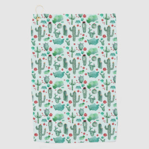 Serviette De Golf motif cactus et ladybug - arrière - plan bleu clai