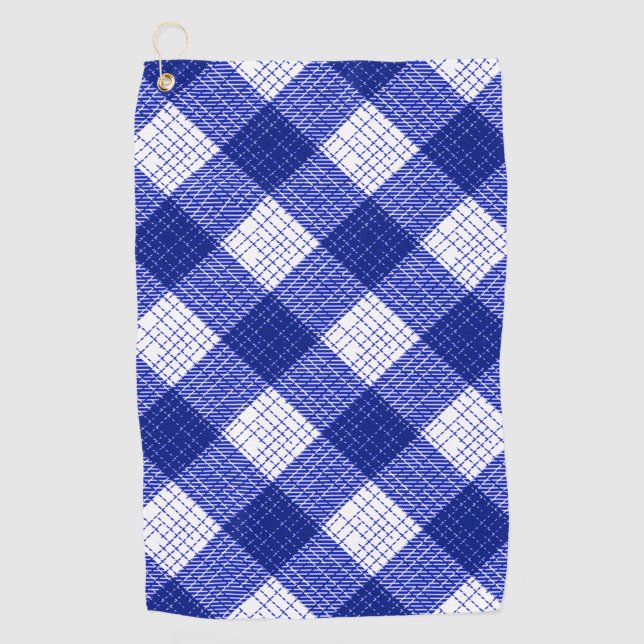 Serviette De Golf Motif carreaux bleu et blanc gras (Devant)