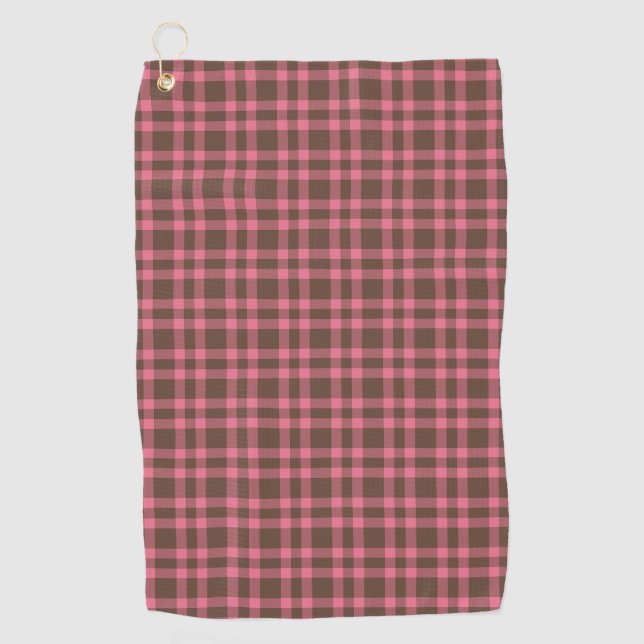 Serviette De Golf Motif carreaux brun rose (Devant)