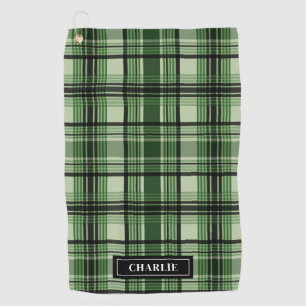 Serviette De Golf Motif carreaux vert et noir avec nom personnalisé