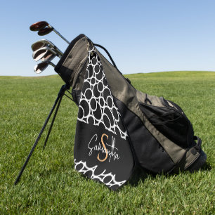 Serviette De Golf Motif Cercle noir et blanc avec Monogramme