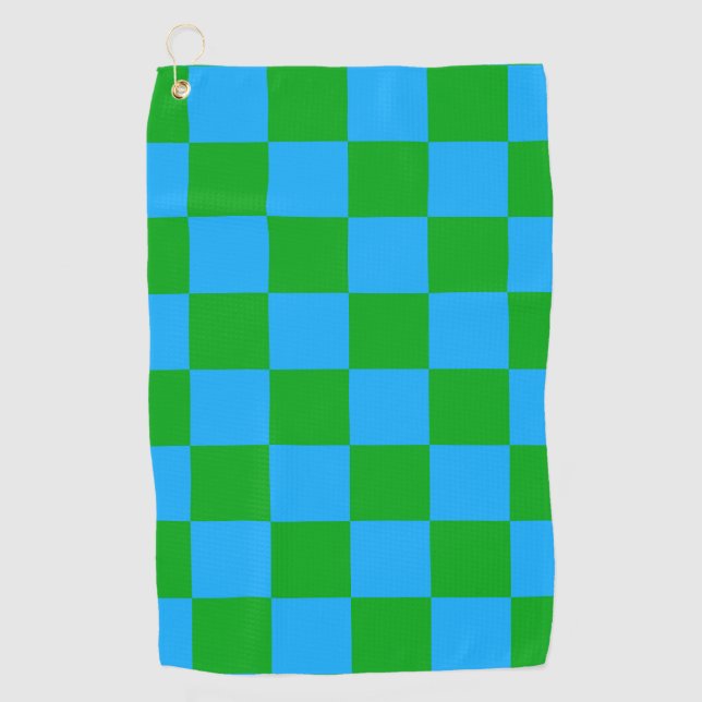 Serviette De Golf Motif chèque À damiers bleu vert (Devant)