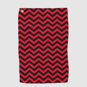 Serviette De Golf Motif Chevron rouge et noir