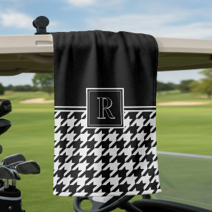 Serviette De Golf Motif chien dentelle à monogramme noir et blanc