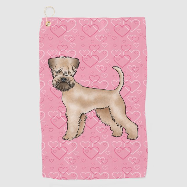 Serviette De Golf Motif Coeur de chien roux roux à couche molle rose (Devant)