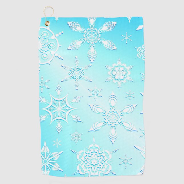 Serviette De Golf Motif Crystal Snowflakes (Devant)