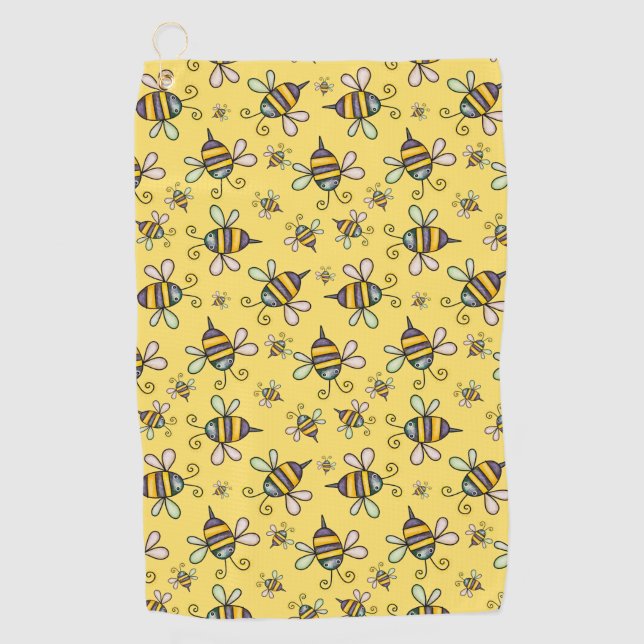 Serviette De Golf Motif d'abeille bourdonnante  (Devant)