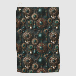Serviette De Golf Motif de bijoux de luxe vintage émeraude et perle