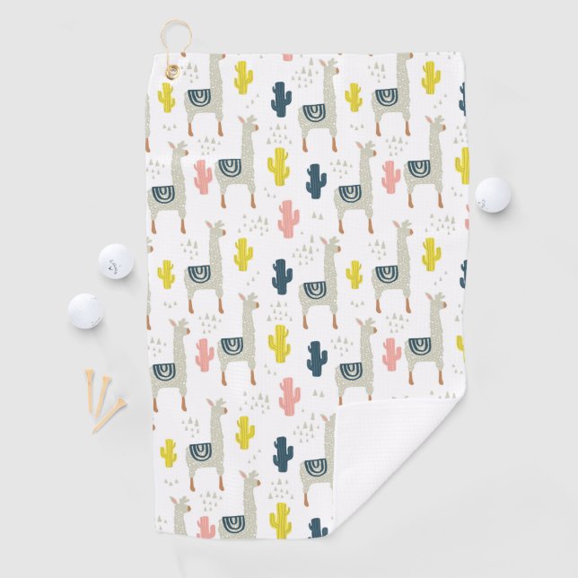 Serviette De Golf Motif de cactus et de lamas (En situation)