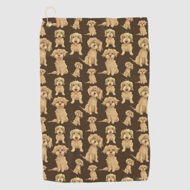 Serviette De Golf Motif de chien Brown labradoodle doré (Devant)