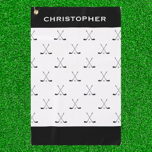 Serviette De Golf Motif de club de golf moderne Black White Criss Cr