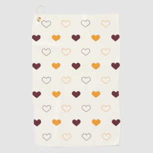 Serviette De Golf Motif de cœur avec des cœurs orange et marron