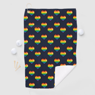 Serviette De Golf Motif de coeur Rainbow 8 Bit