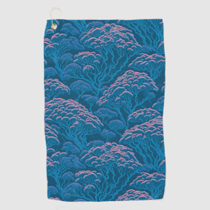 Serviette De Golf Motif De Corail Bleu Et Rose