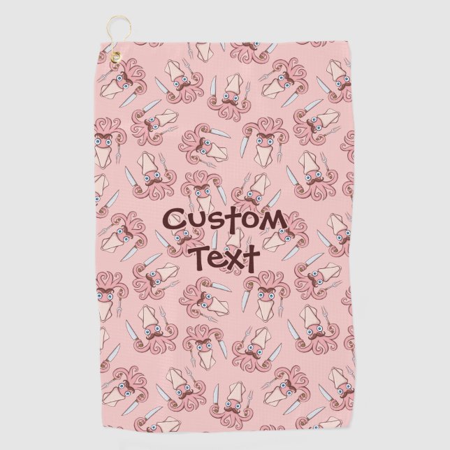 Serviette De Golf Motif de dessin de chef calmar (Devant)