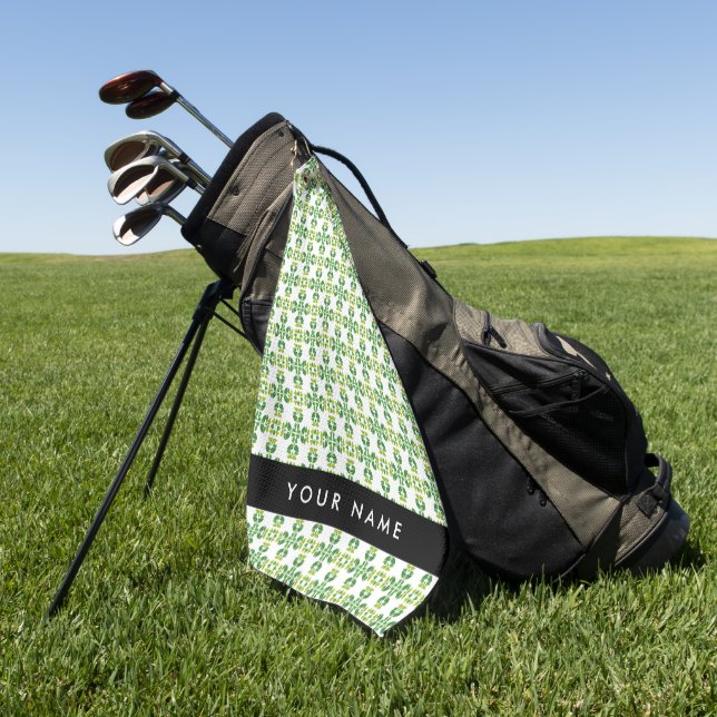 Serviette De Golf Motif de feuille, feuilles vertes, votre nom (Vert)