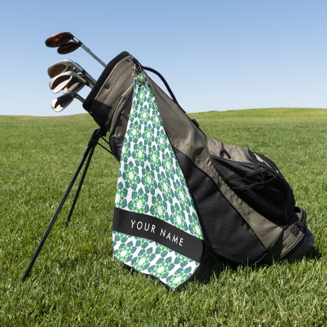 Serviette De Golf Motif de feuille, feuilles vertes, votre nom (Vert)