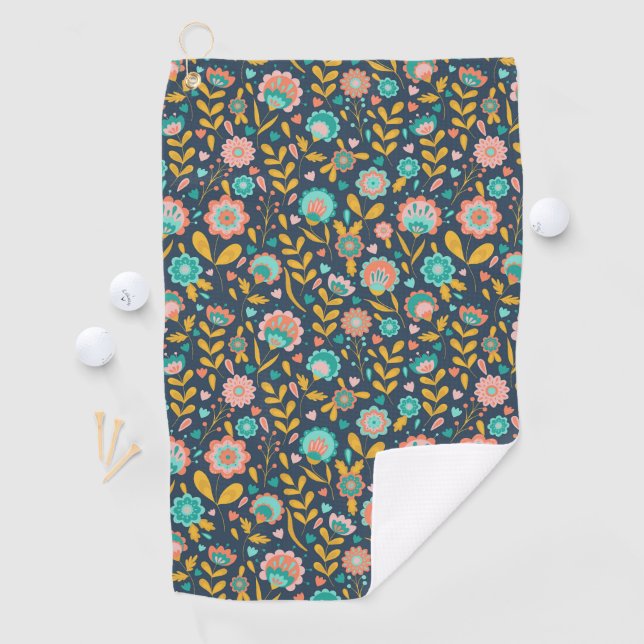 Serviette De Golf Motif de fleur d'art populaire (En situation)