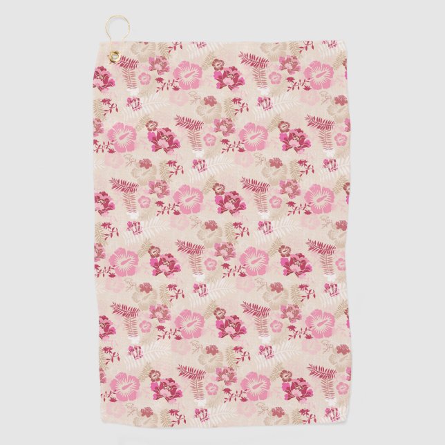 Serviette De Golf Motif de fleurs modernes roses mignon (Devant)