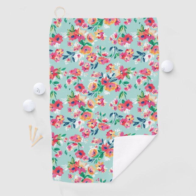 Serviette De Golf Motif de fleurs peint (En situation)