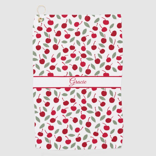 Serviette De Golf Motif de fruits de cerise de Preppy (Devant)