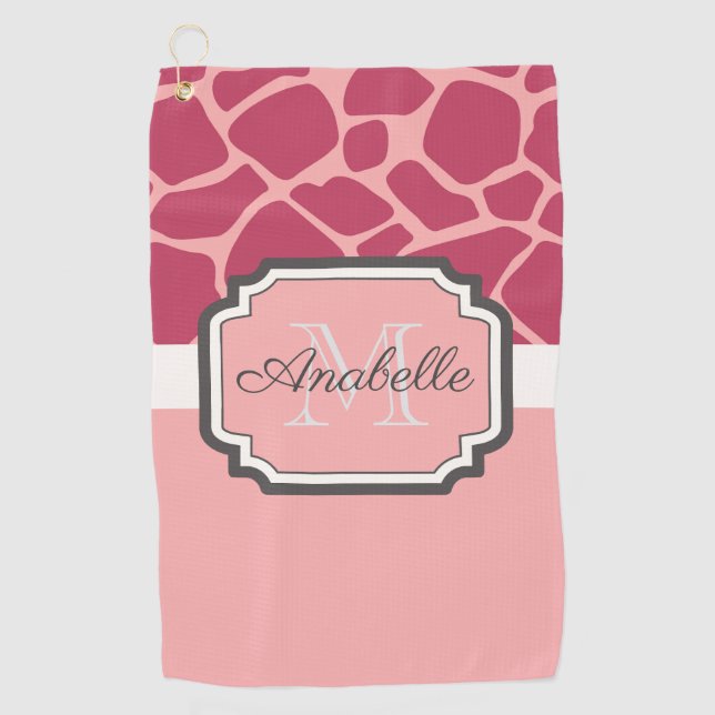 Serviette De Golf Motif de girafe rose (Devant)
