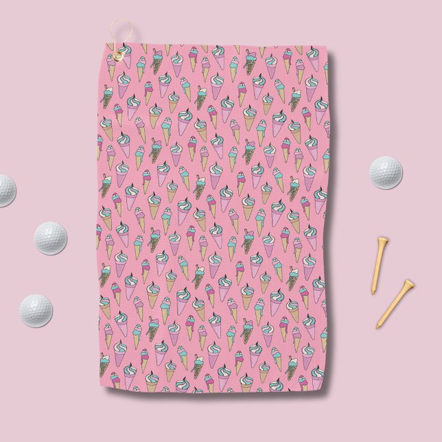 Serviette De Golf Motif de glace rose (Pink Ice Cream patterned golf towel)