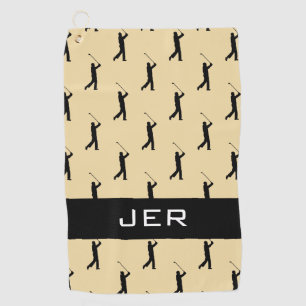 Serviette De Golf Motif de golfeur Monogramme personnalisé jaune noi