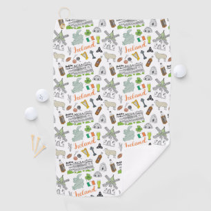 Serviette De Golf Motif de griffonnage de croquis de l'Irlande