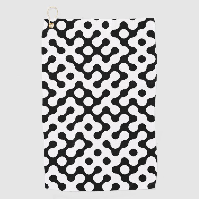Serviette De Golf Motif de labyrinthe noir (Devant)
