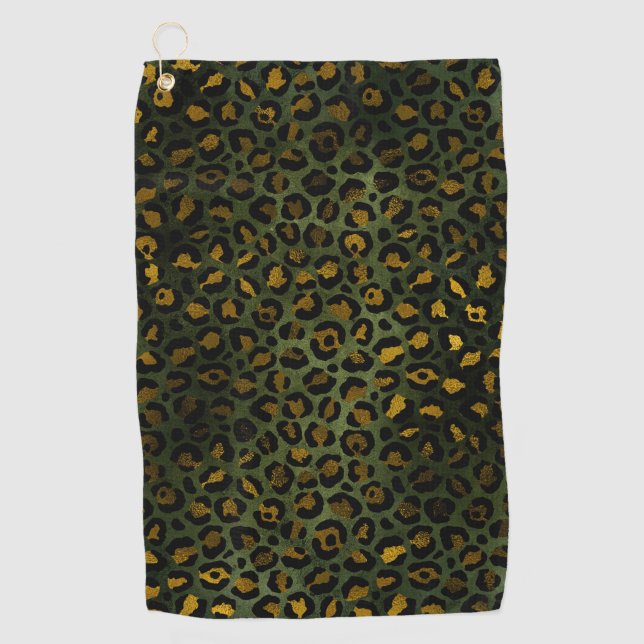 Serviette De Golf Motif de léopard guépard jaune vert jungle (Devant)