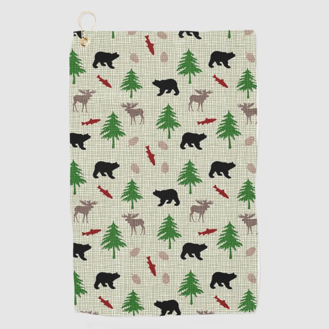 Serviette De Golf Motif de l'orignal et de l'ours (Devant)