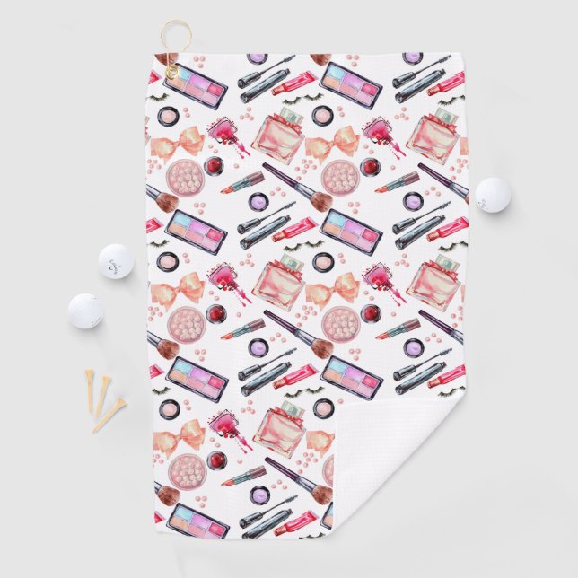 Serviette De Golf Motif de maquillage d'aquarelle (En situation)