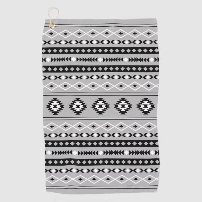Serviette De Golf Motif de motifs mixtes noir blanc aztèque (Devant)