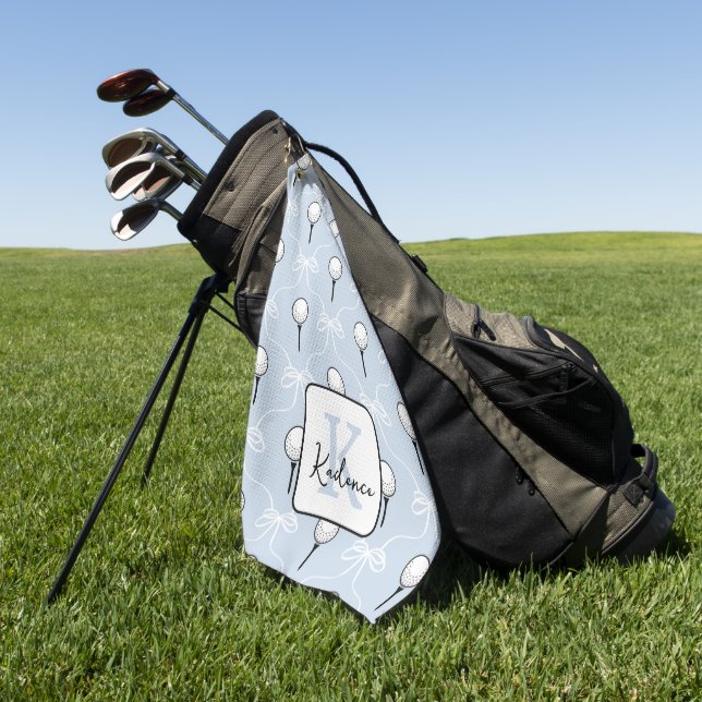 Serviette De Golf Motif de nœud bleu blanc Prépa Monogramme  (Vert)