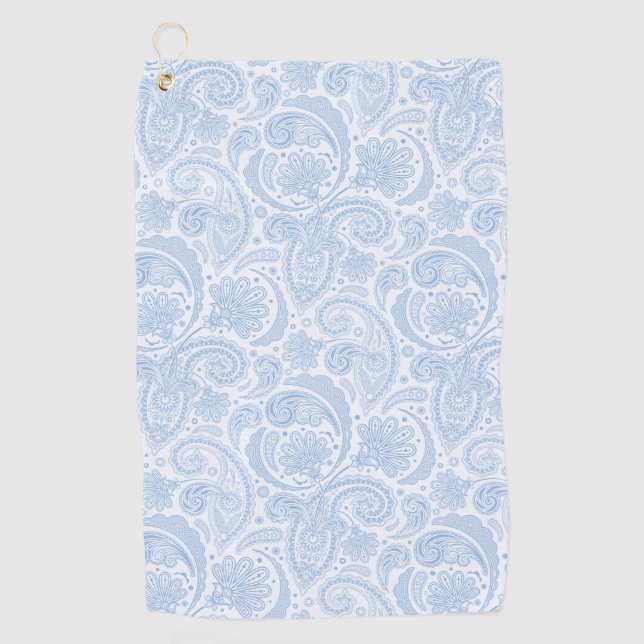 Serviette De Golf motif de paisley bleu blanc (Devant)