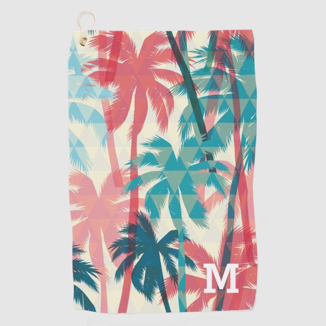 Serviette De Golf Motif de palmiers tropicaux géométriques modernes  (Devant)
