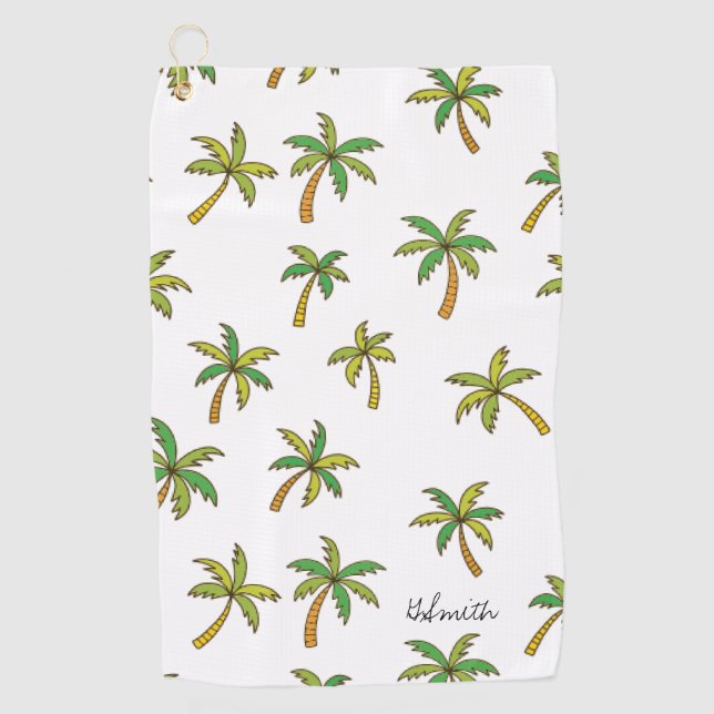 Serviette De Golf Motif de palmiers tropicaux Monogrammes (Devant)