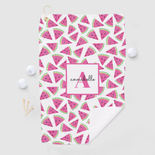 Serviette De Golf Motif de pastèque Monogramme rose