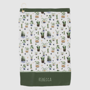 Serviette De Golf Motif de plante en pot bohème personnalisé 