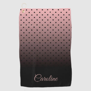 Serviette De Golf Motif de points noir et rose