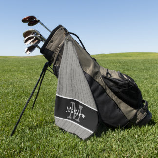 Serviette De Golf Motif de rayures grises Monogramme initial
