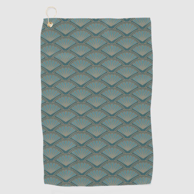 Serviette De Golf Motif de style Art déco en bleu turquoise (Devant)