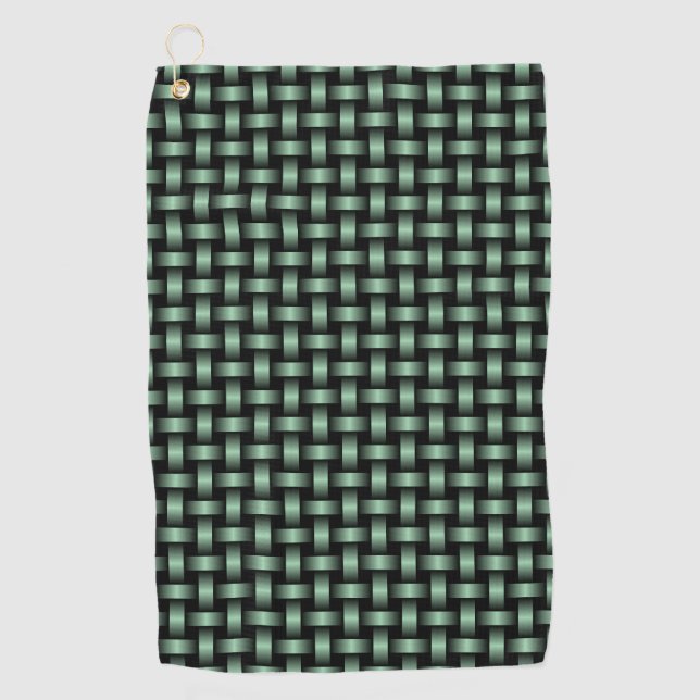 Serviette De Golf Motif de tissage noir vert (Devant)