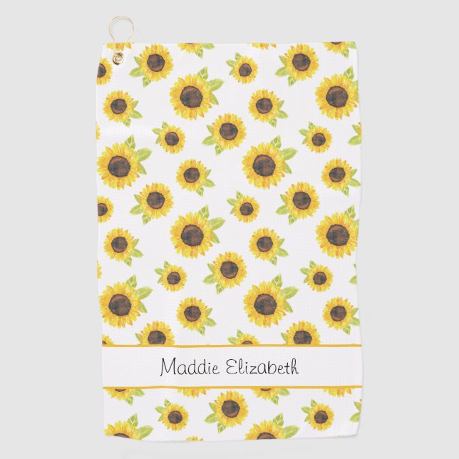 Serviette De Golf Motif de tournesol peint à la main (Devant)