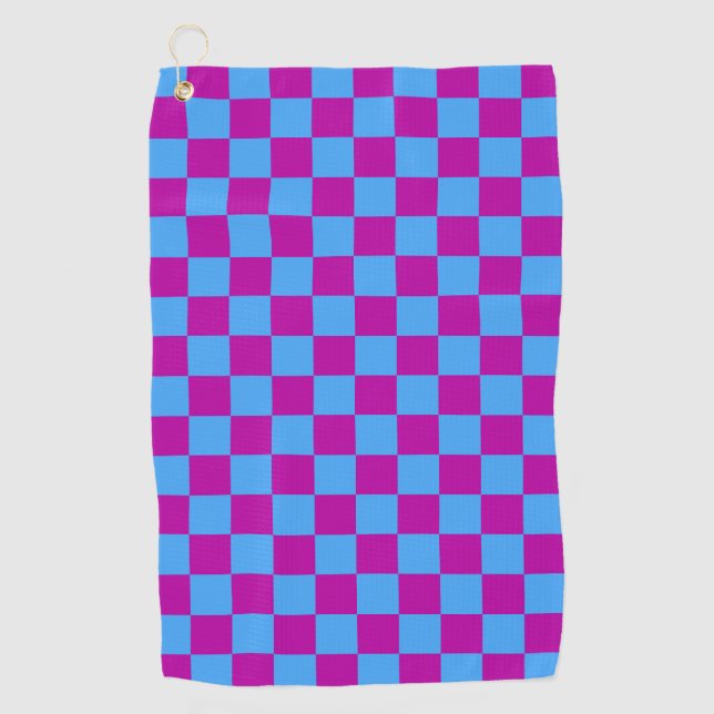 Serviette De Golf Motif de vérification À damiers bleu violet (Devant)